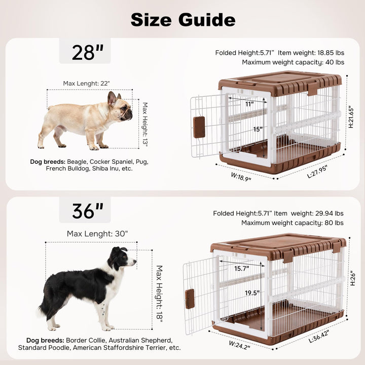 ZOMISIA 28inch collapsible crate open and folded, quick setup for travel.