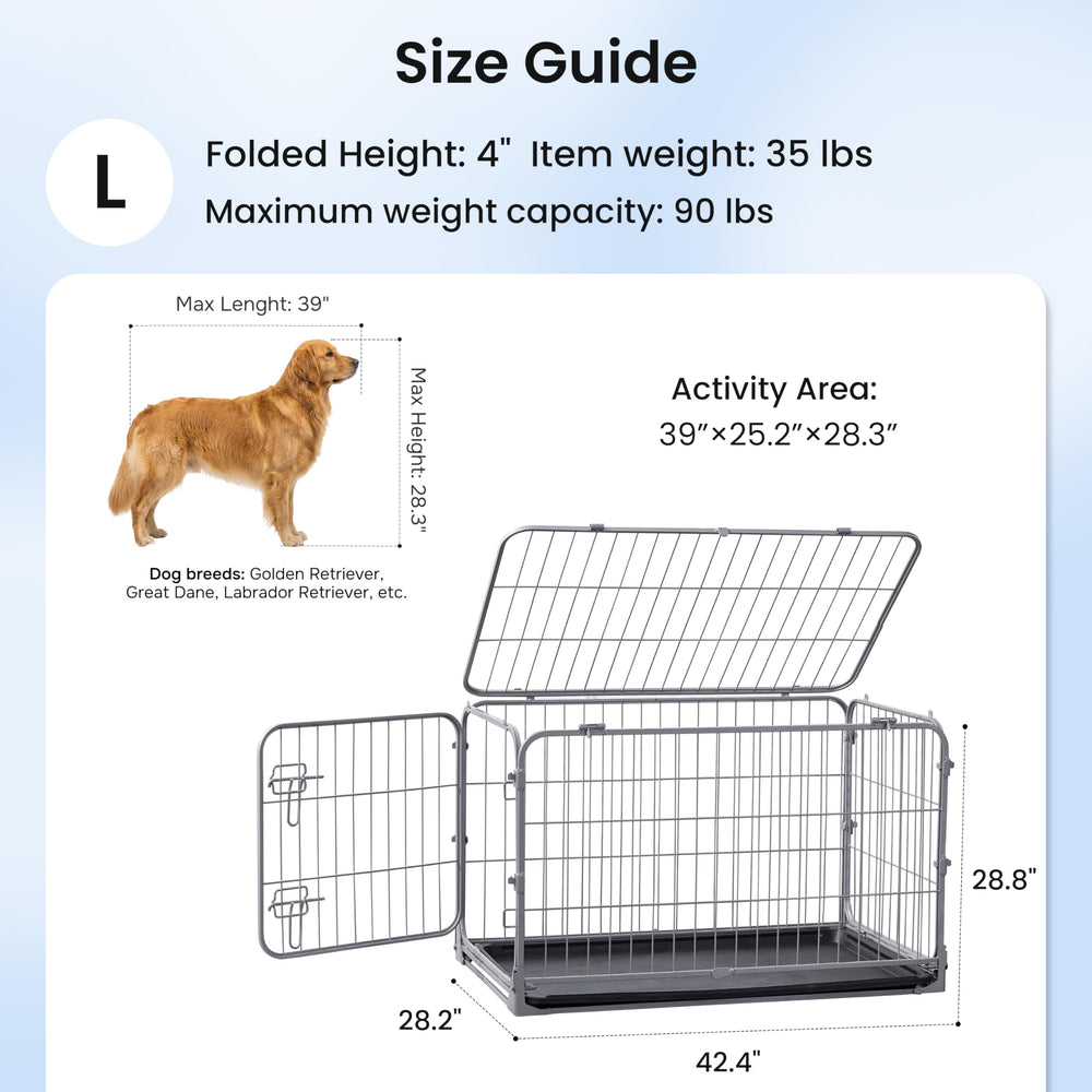 ZOMISIA 42-inch dog cage placed in a living room setup.