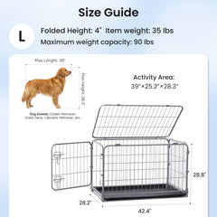 ZOMISIA 42-inch dog cage placed in a living room setup.