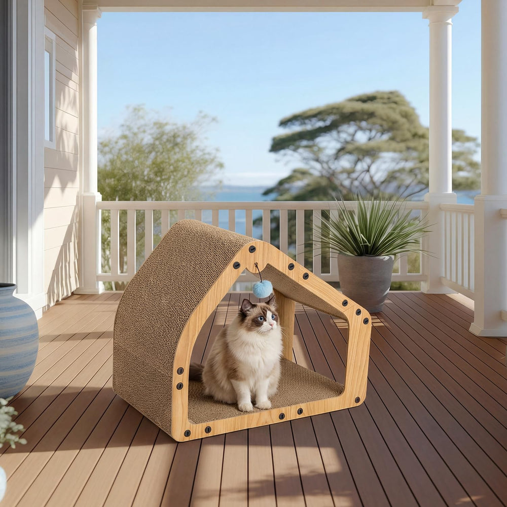ZOMISIA brown cardboard cat scratcher blends with home décor.