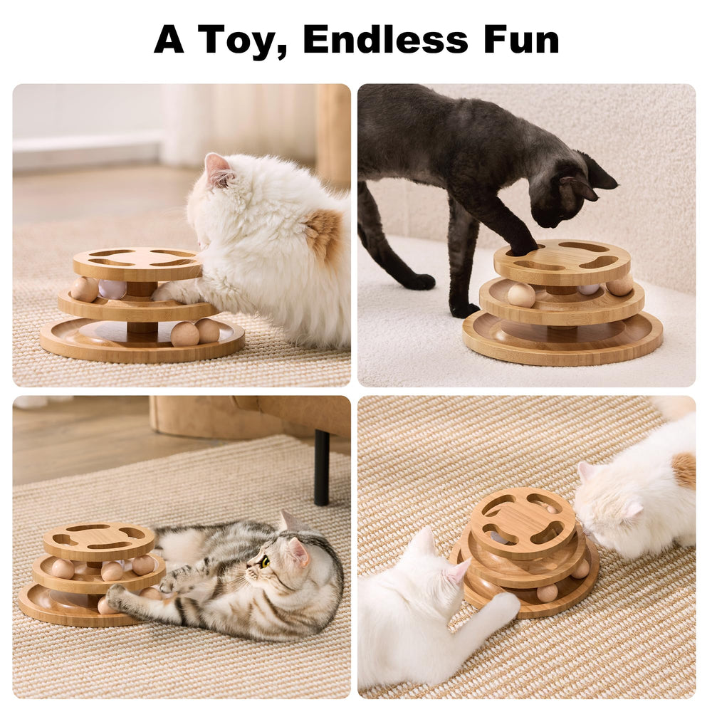 ZOMISIA cat ball track toy in use with a kitten for solo exercise