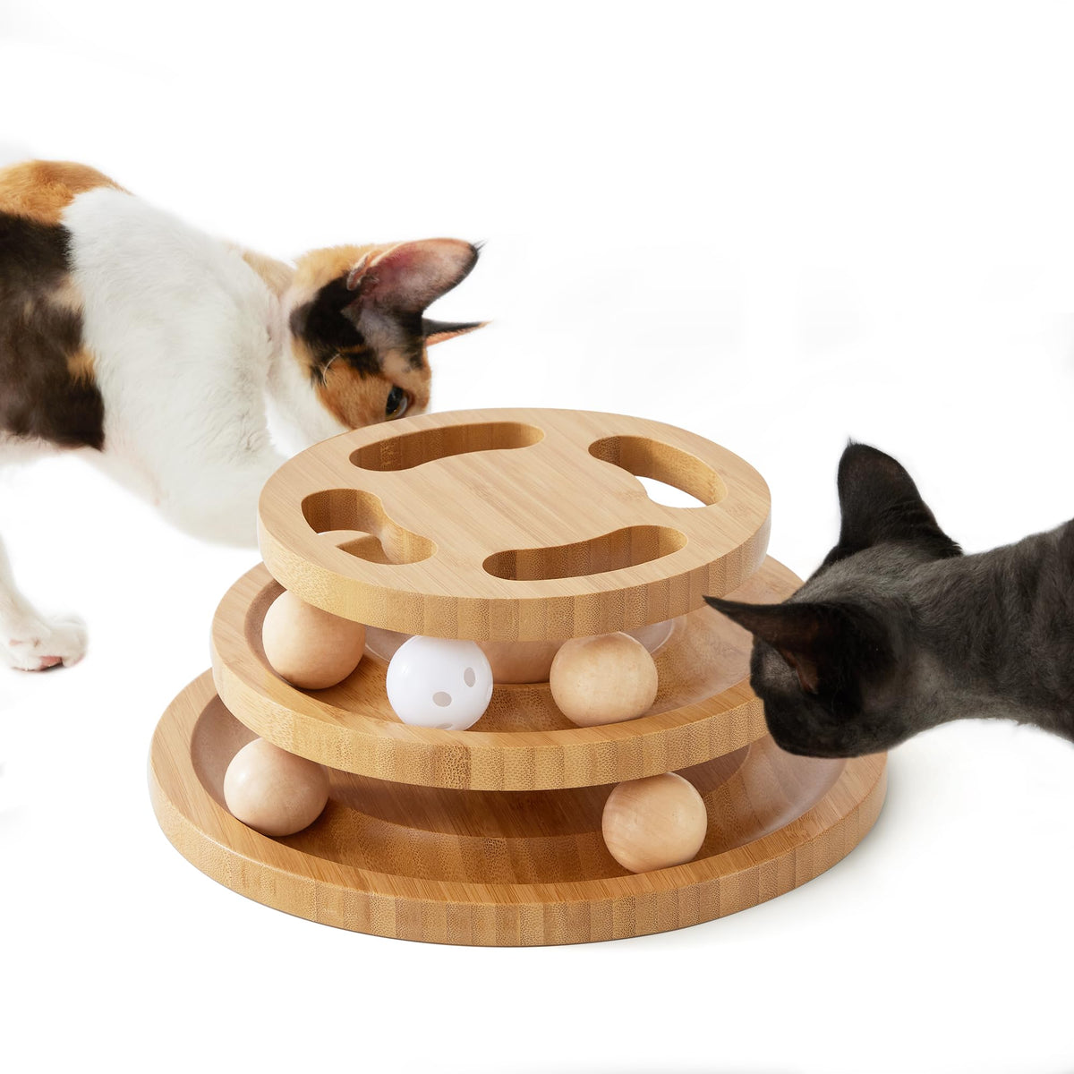ZOMISIA cat ball track toy with puzzle top for interactive play