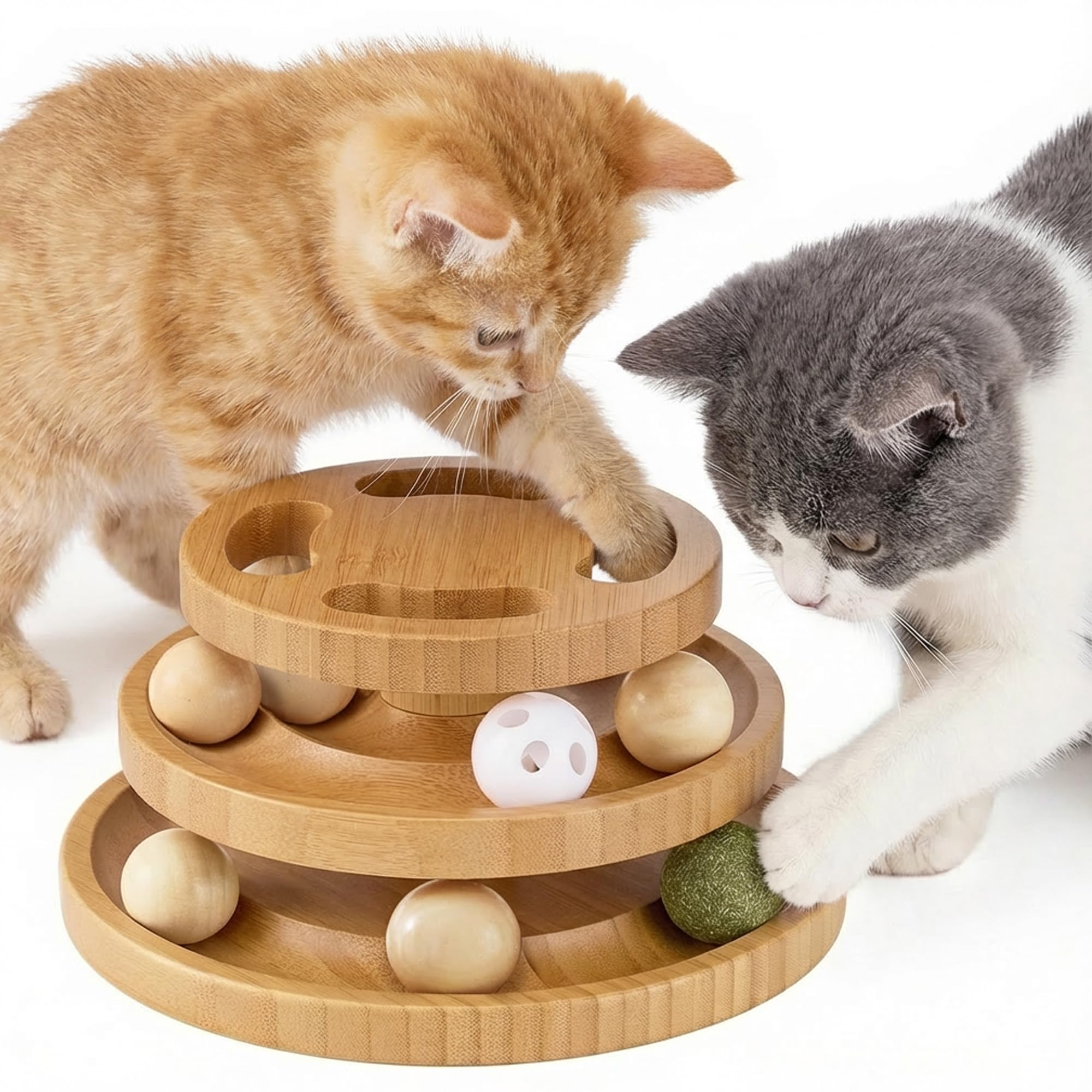 ZOMISIA cat ball track with puzzle top engages curious kittens