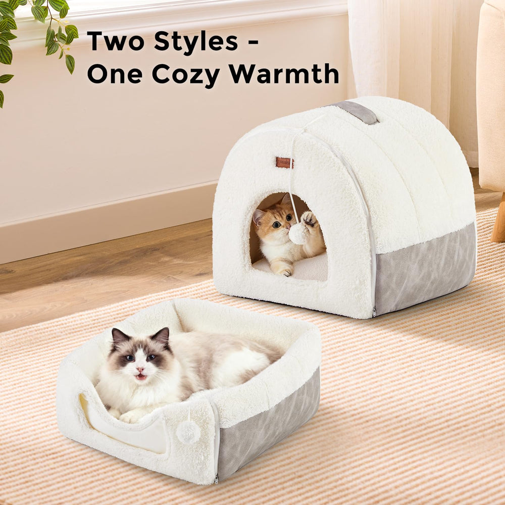 ZOMISIA Cat Bed Cave open mode ready for lounging