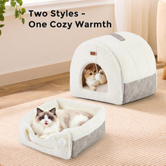 ZOMISIA Cat Bed Cave open mode ready for lounging