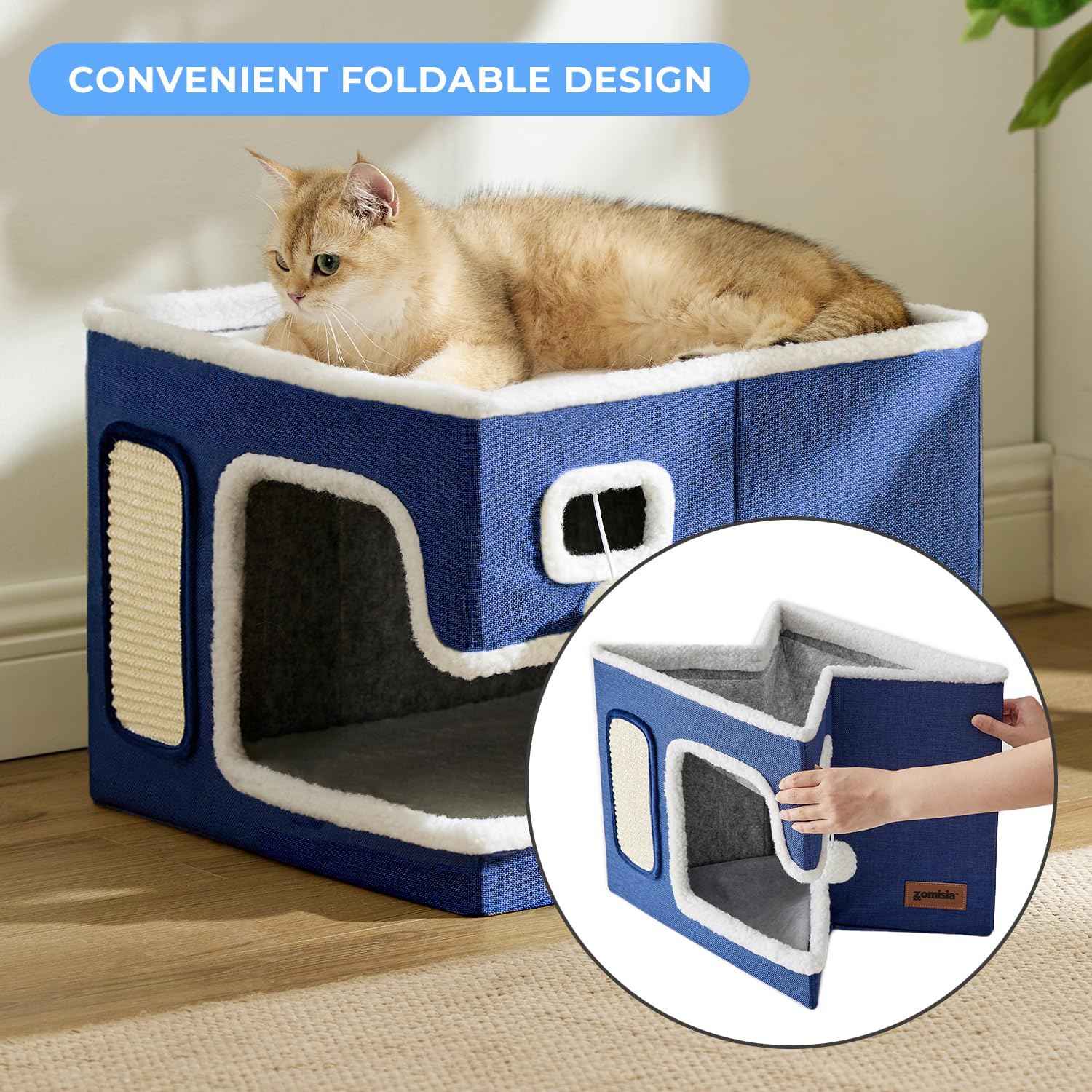 ZOMISIA cat bed foldable hideaway for easy storage.