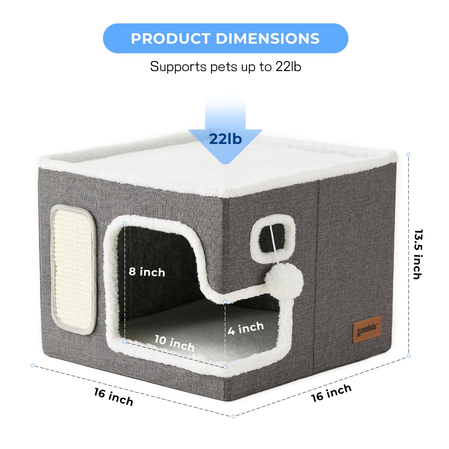 ZOMISIA cat bed top platform offers extra lounging space.