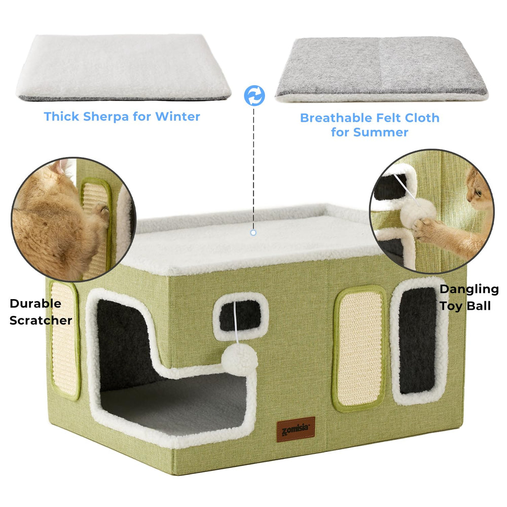 ZOMISIA cat house featuring sisal scratch pad to protect furniture