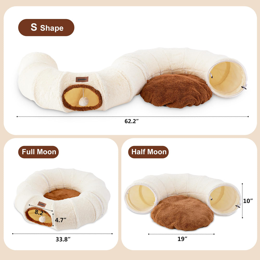 ZOMISIA cat tunnel bed half-moon inviting lounging and curious exploration.