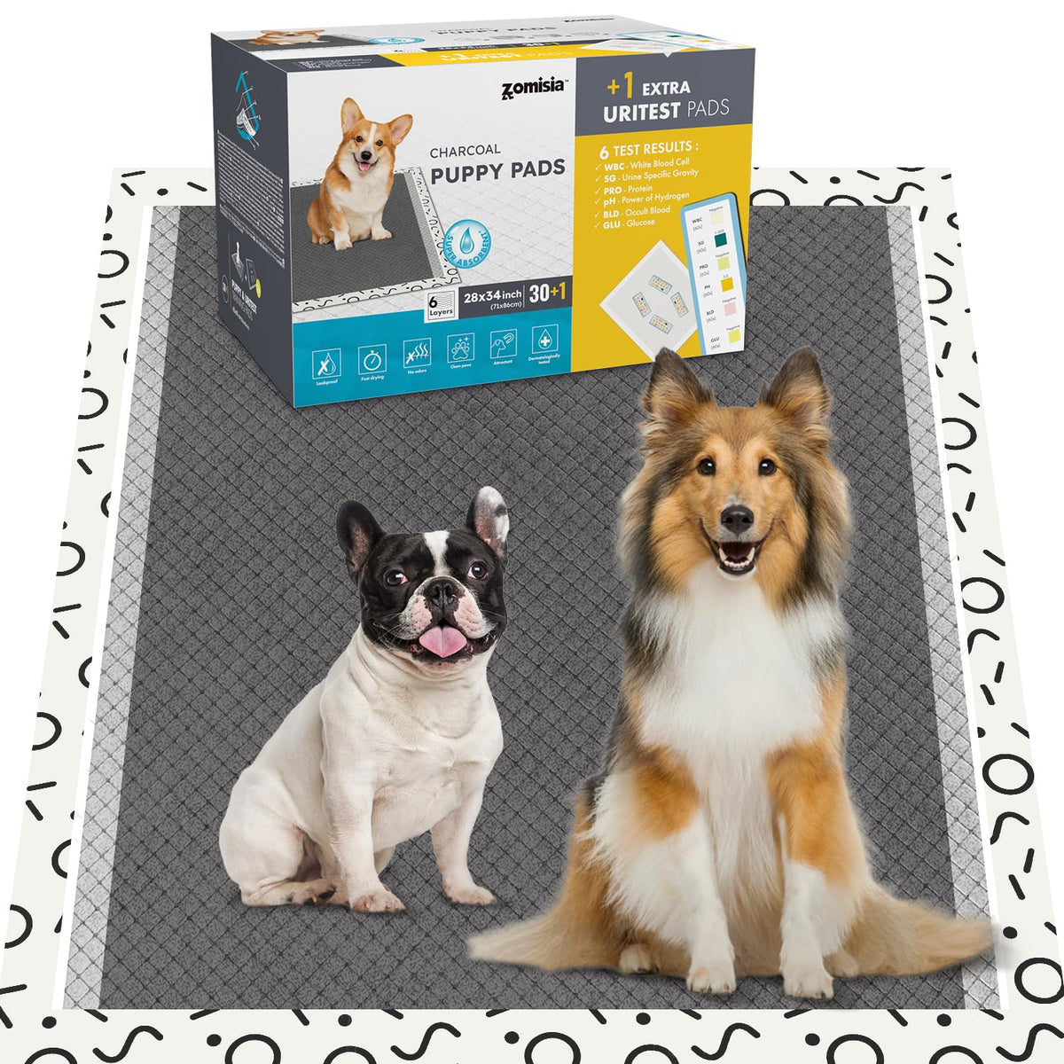 ZOMISIA charcoal-puppy-pee-pad-28x34-1 with odor control for training sessions