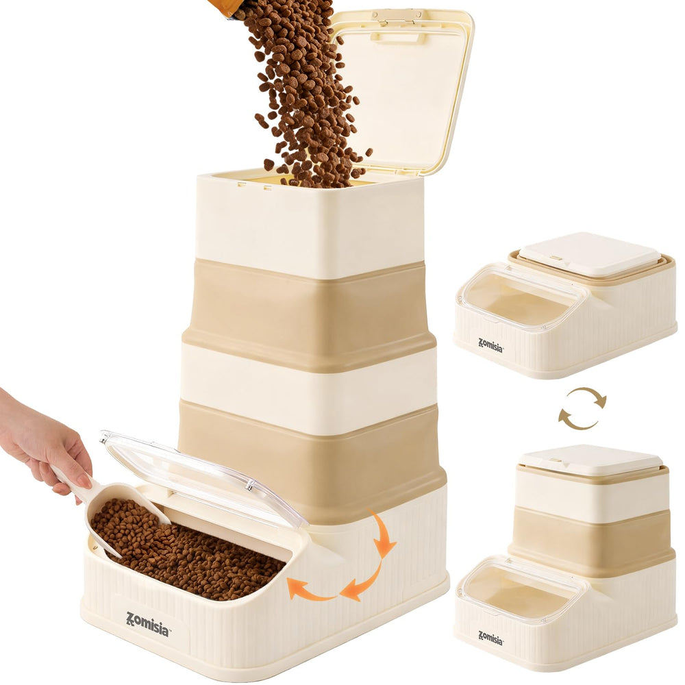 ZOMISIA collapsible bin front view showcases space-saving pet food storage.