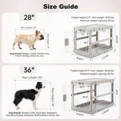 ZOMISIA collapsible dog crate 28-inch beige, front view for seamless home fit.
