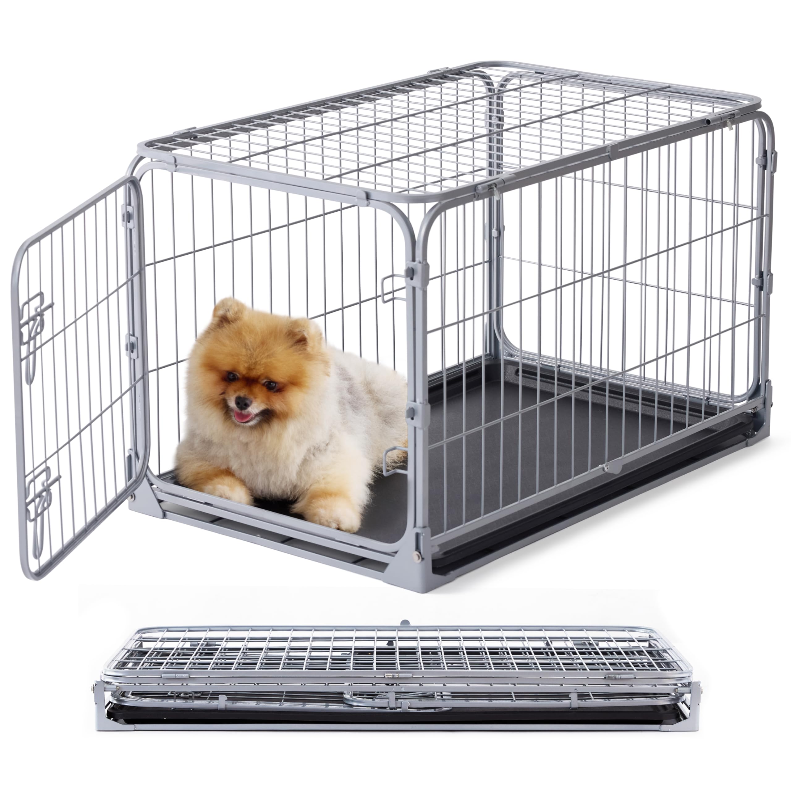 ZOMISIA collapsible dog crate folded for easy storage and travel convenience