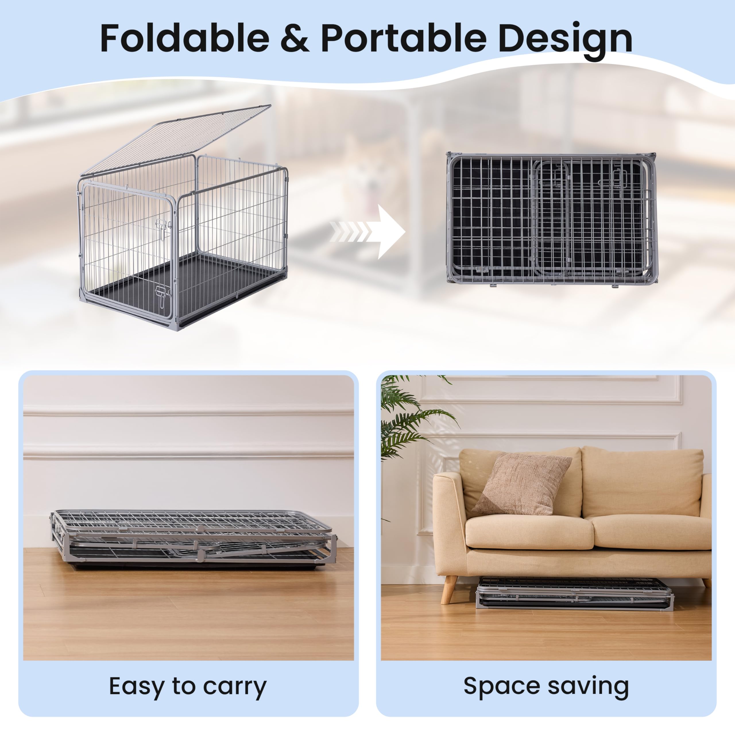ZOMISIA collapsible dog crate front-door entry with ventilation