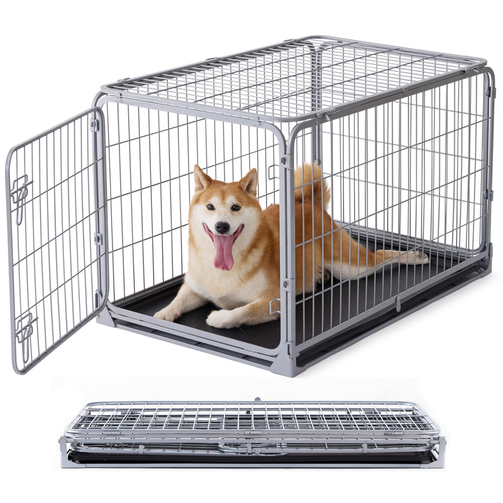 ZOMISIA collapsible dog crate folded for compact storage and travel.