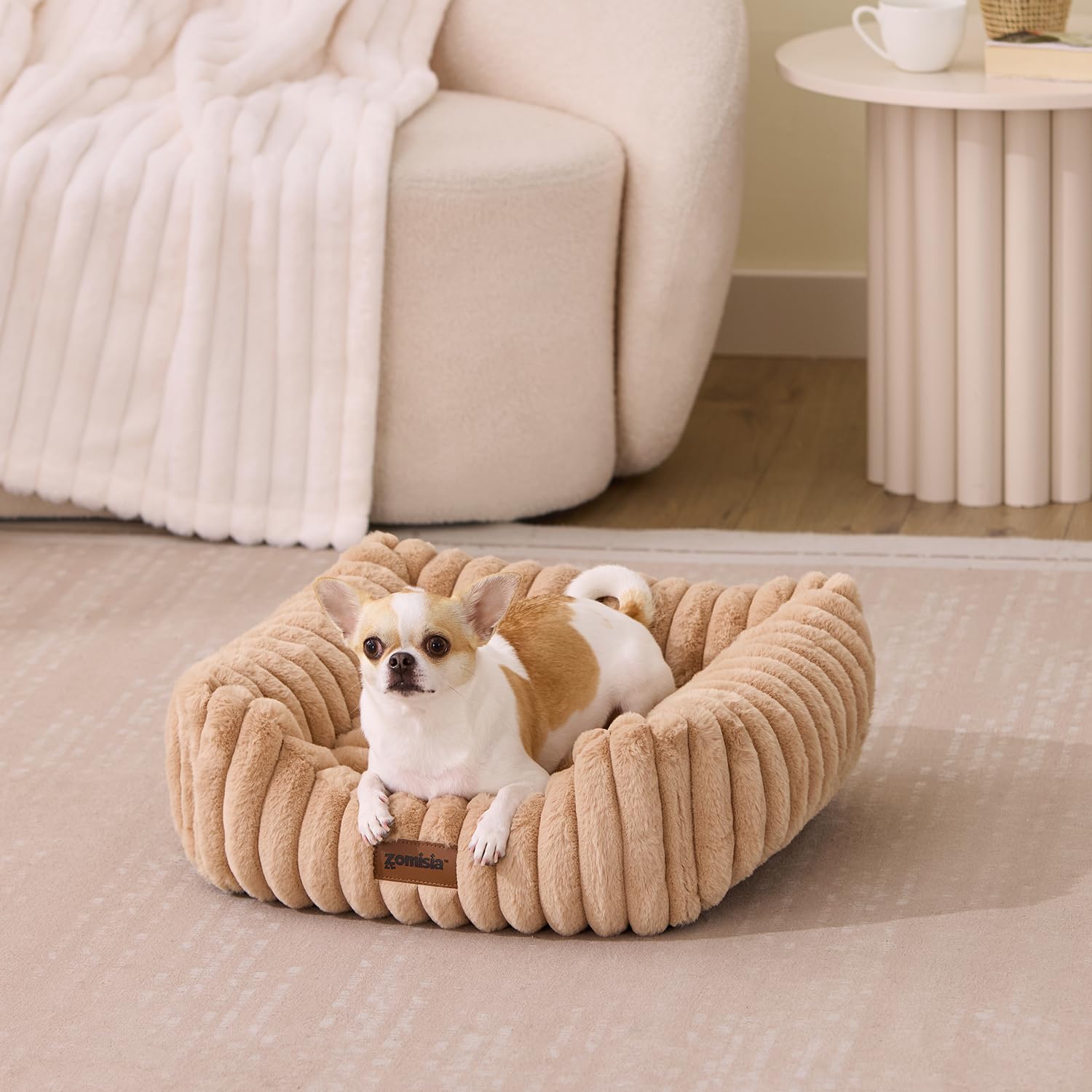 ZOMISIA compact pet bed fits small living spaces in homes.