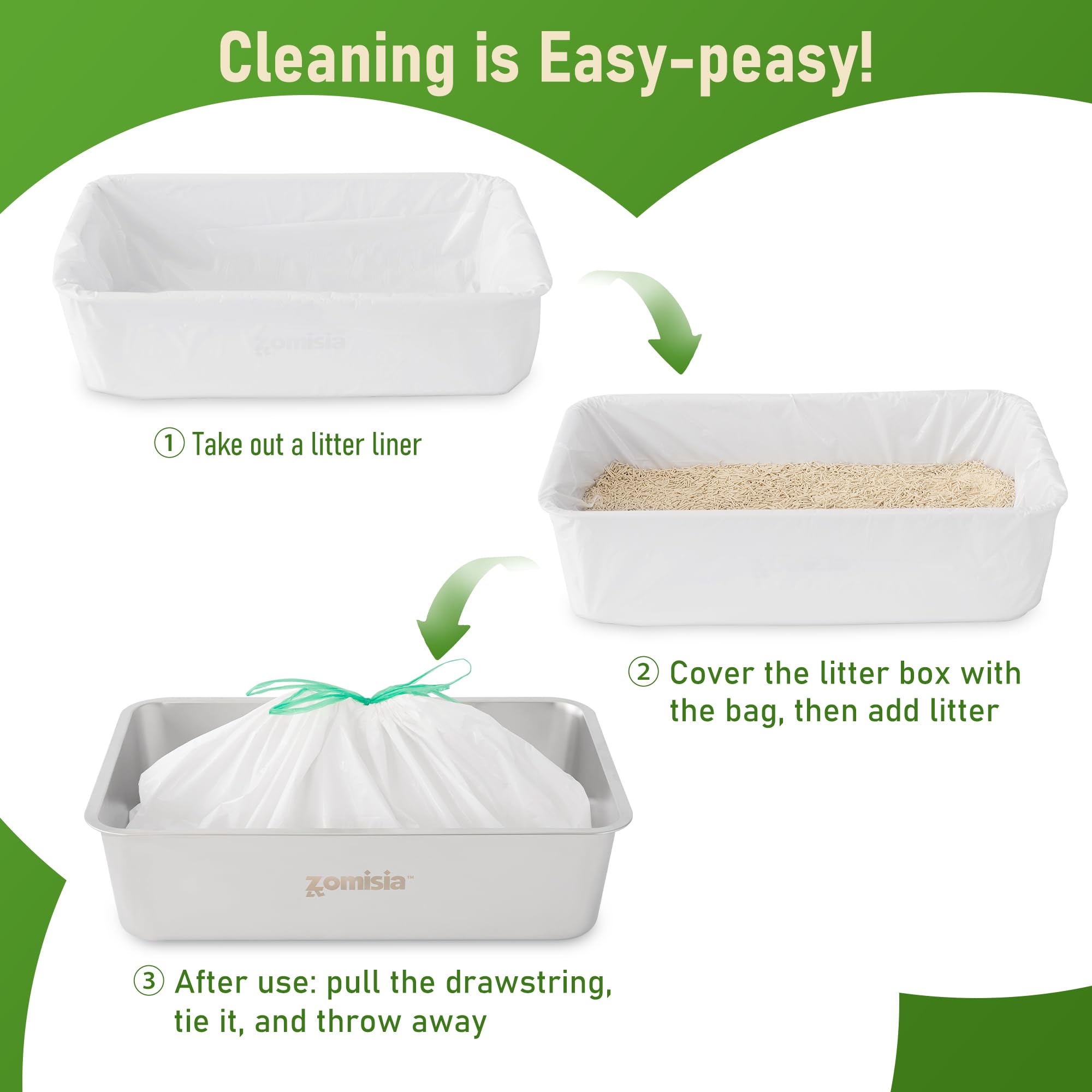 ZOMISIA liner fits open-top and hooded litter boxes for versatile setup.