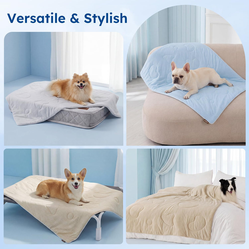 ZOMISIA blue blanket blends with home decor and travels well.