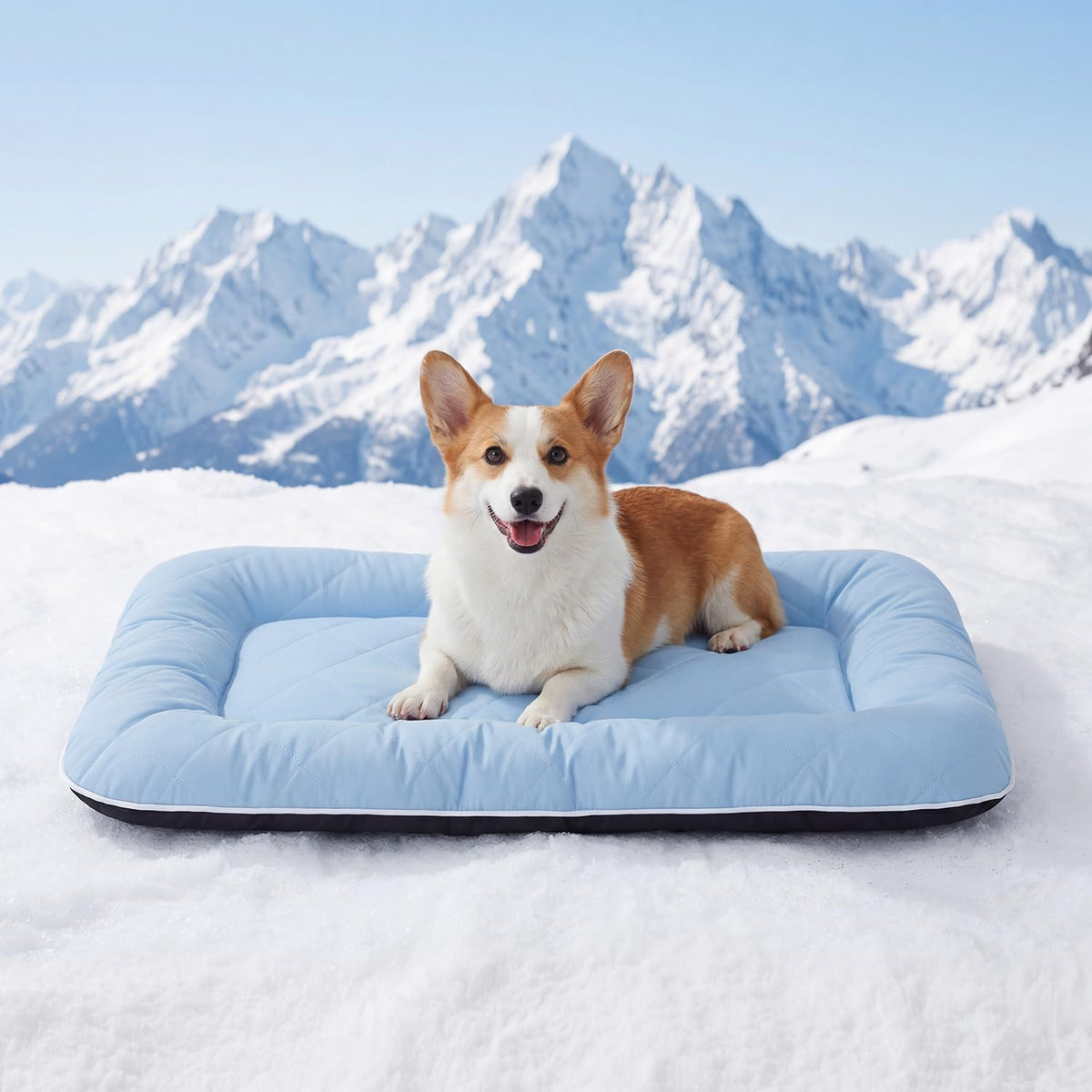 Zomisia cooling dog bed front view with non-slip base for stable placement.