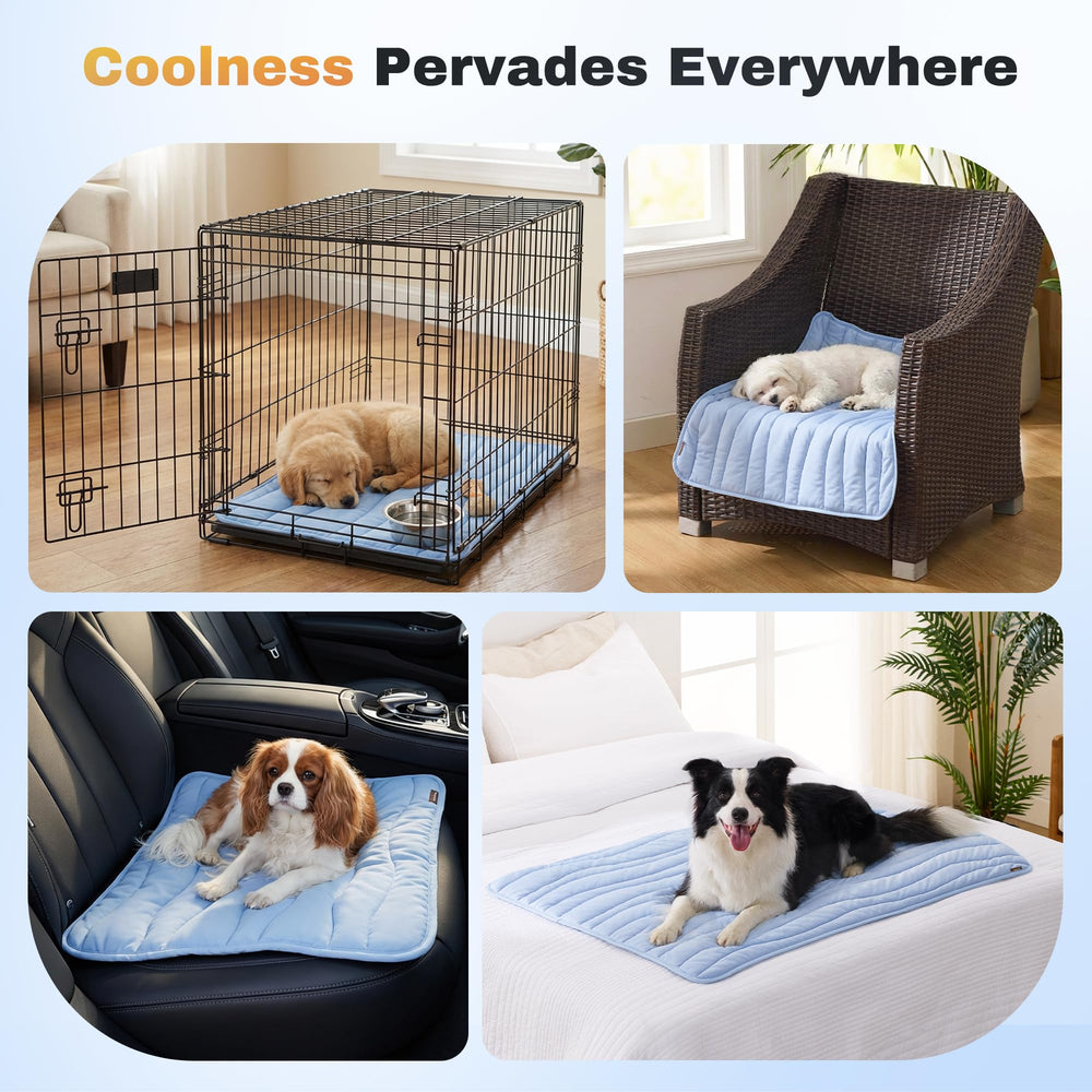 ZOMISIA extralarge cooling mat 44x32 blue easy-clean fabric resists stains.
