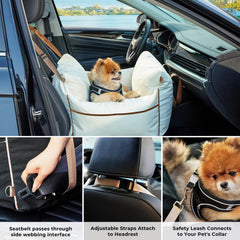 Zomisia car seat with clip-on safety leash attachment for enhanced pet security.