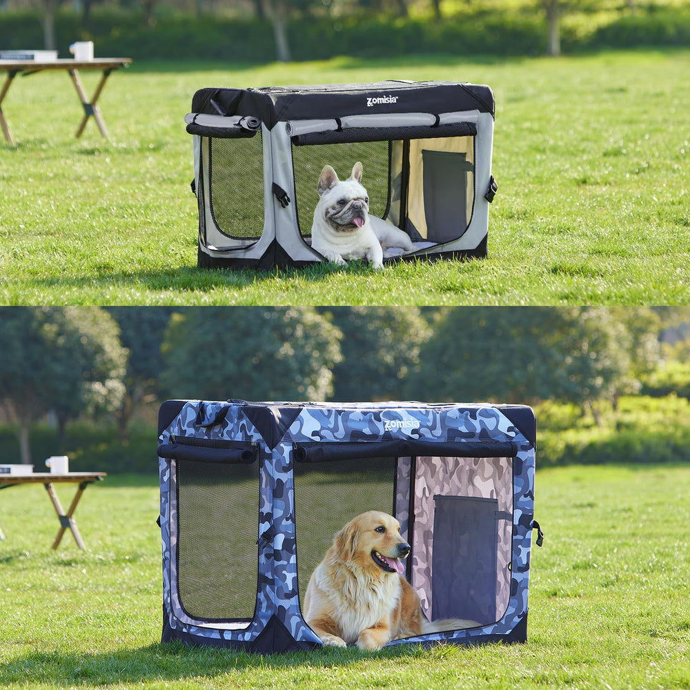 ZOMISIA crate with breathable mesh windows for airflow and visibility.