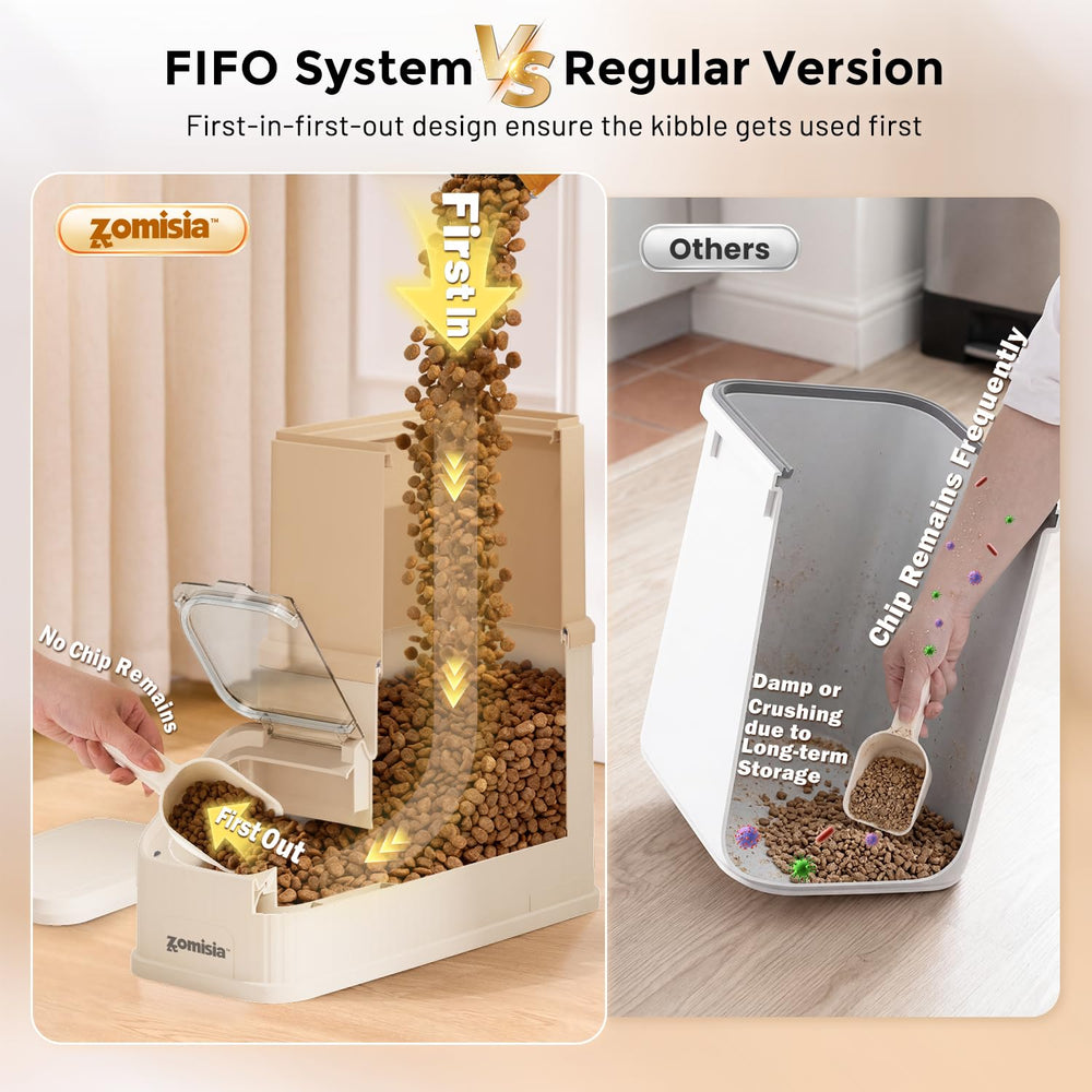 ZOMISIA collapsible design saves pantry space as food level drops.