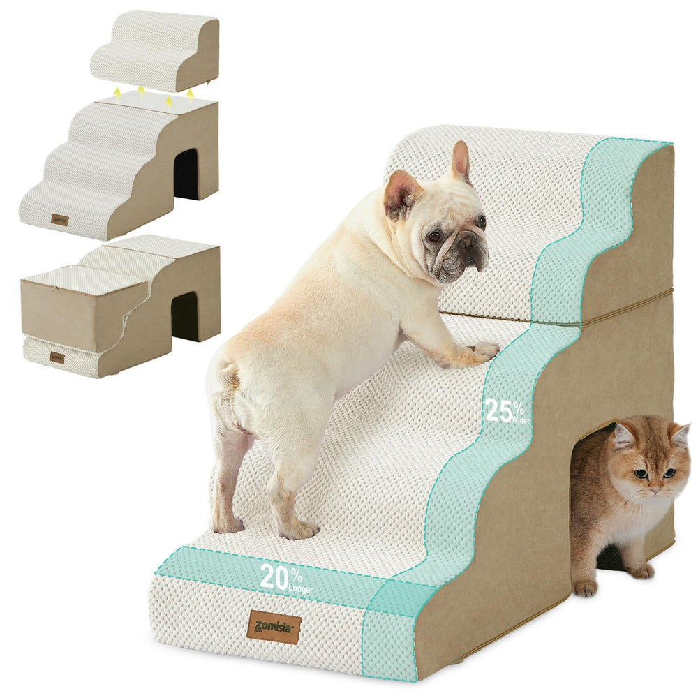 ZOMISIA dog ramp with 24-inch height and five steps for easy bed access.