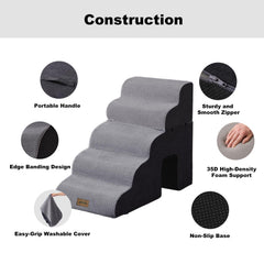 ZOMISIA dog ramp tunnel view enables cat play while dog uses steps.