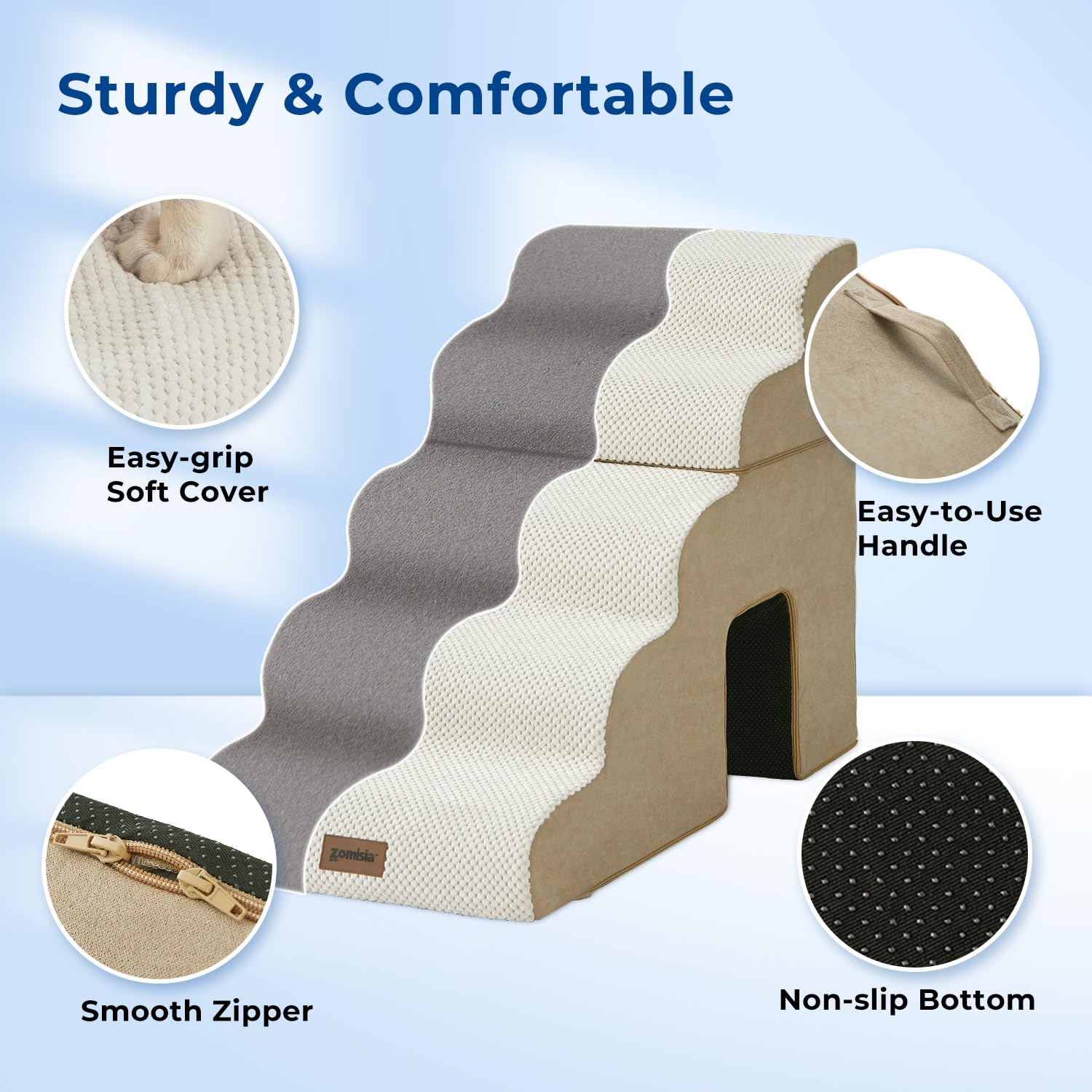 ZOMISIA non-slip bottom keeps pets secure during climbs.