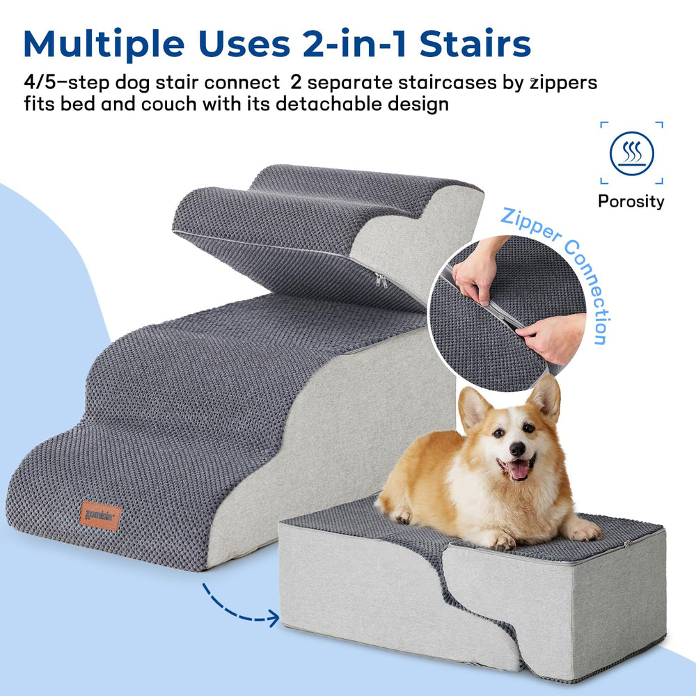 ZOMISIA 3-step stairs at 13.5 inches high, ideal for small dogs reaching low sofas.