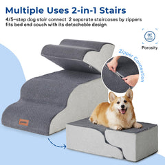 ZOMISIA 3-step stairs at 13.5 inches high, ideal for small dogs reaching low sofas.