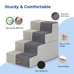 ZOMISIA 35D foam dog stairs provide sturdy, supportive footing for pets.