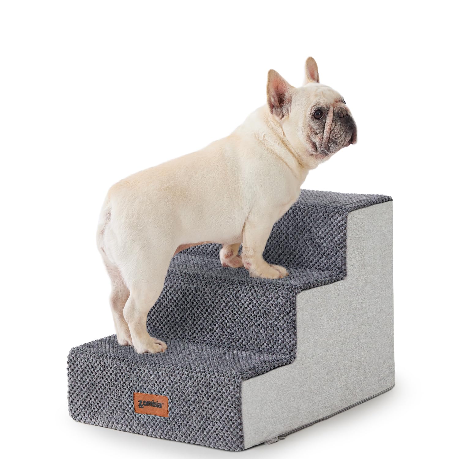 ZOMISIA 3-step dog steps on couch enabling easy sofa access for small pets.