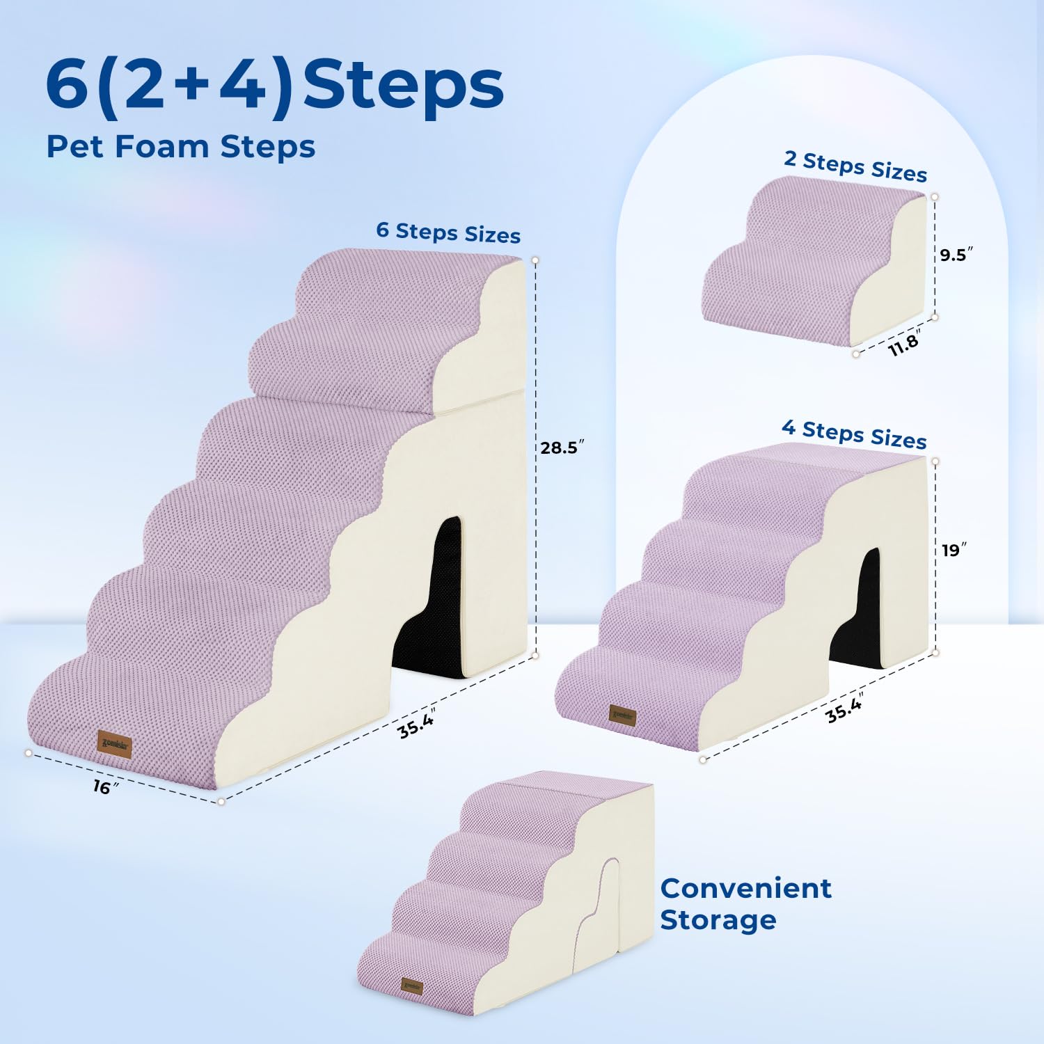 ZOMISIA dog steps with side zipper for quick, easy assembly