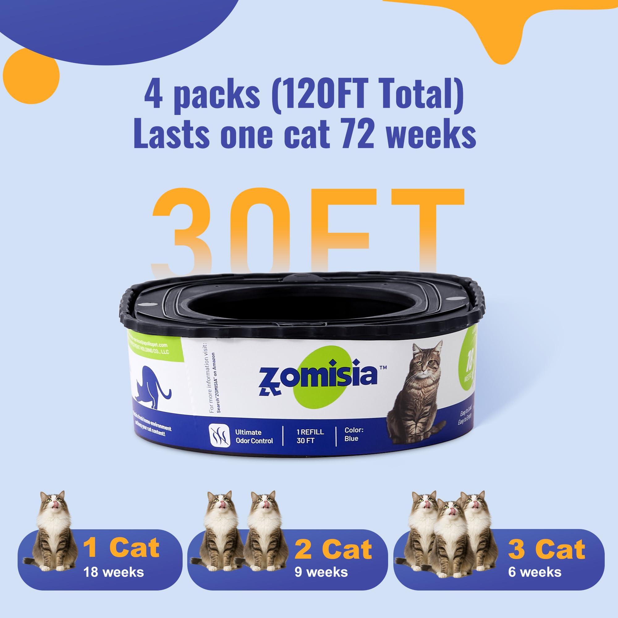 ZOMISIA easy-disposal-refill-steps illustrate knotting and bag insertion