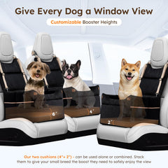 ZOMISIA Elevated Dog Car Seat with Ice Bead cool side keeps pets comfortable.