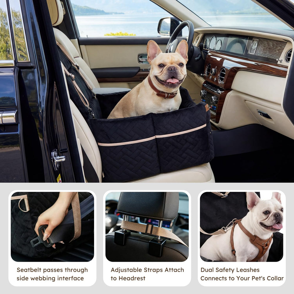 ZOMISIA Elevated Dog Car Seat safety features secure pets during drives.