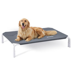 ZOMISIA elevated dog cot bed outdoor frame showing stable, wobble-free support