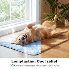ZOMISIA extralarge dog cooling mat blue in crate demonstrates non-slip bottom