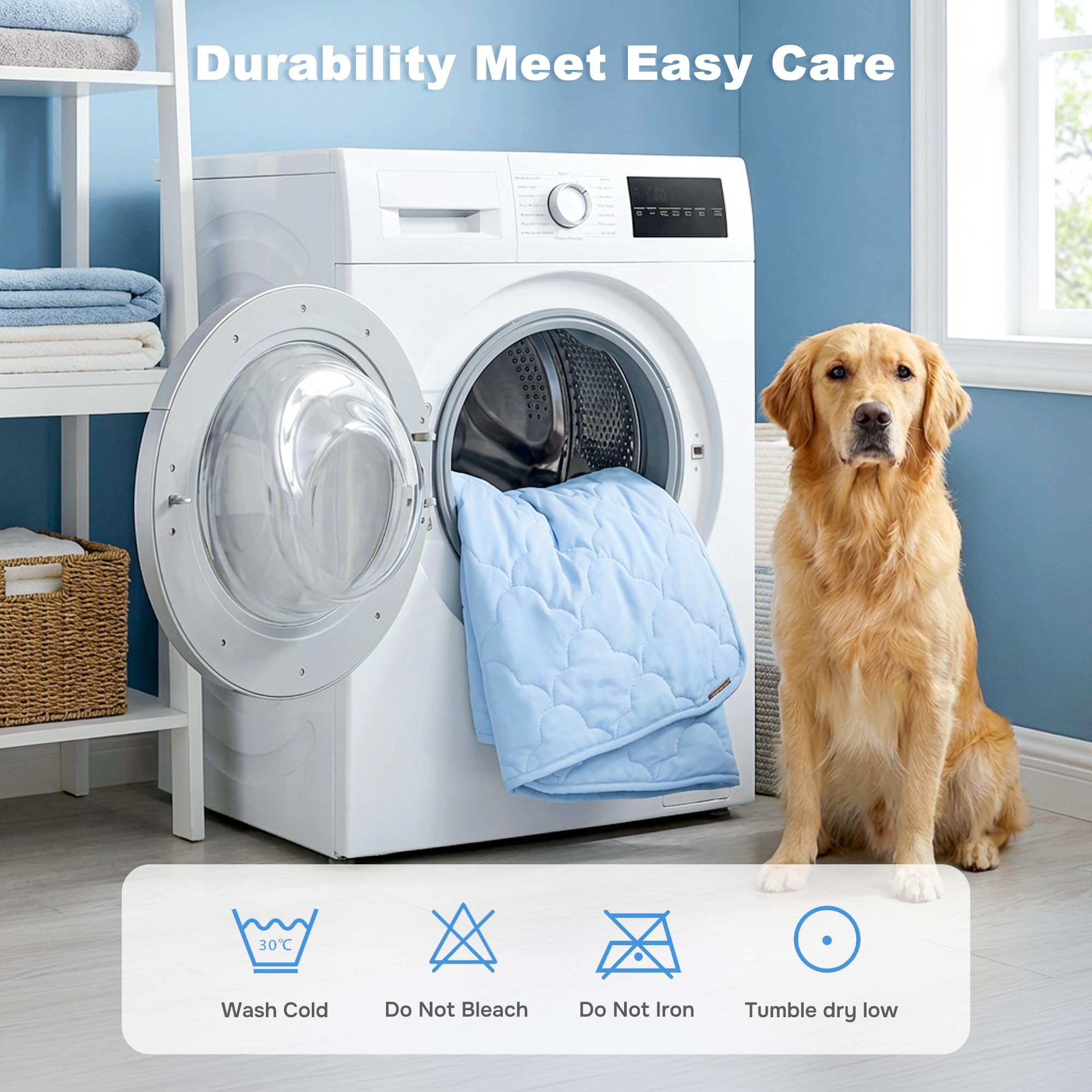 ZOMISIA extralarge dog cooling mat blue outdoor use scenario