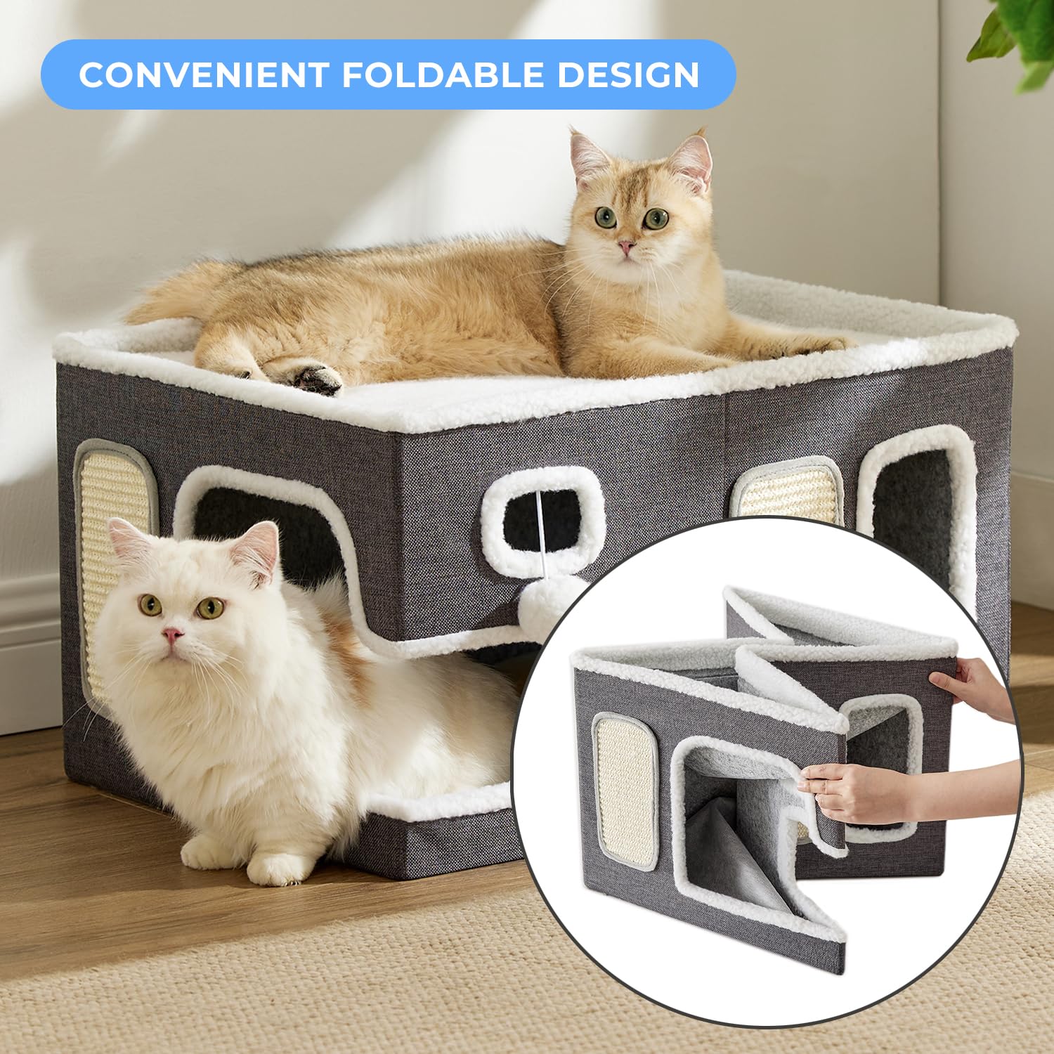 ZOMISIA foldable cat hideaway ready for easy storage