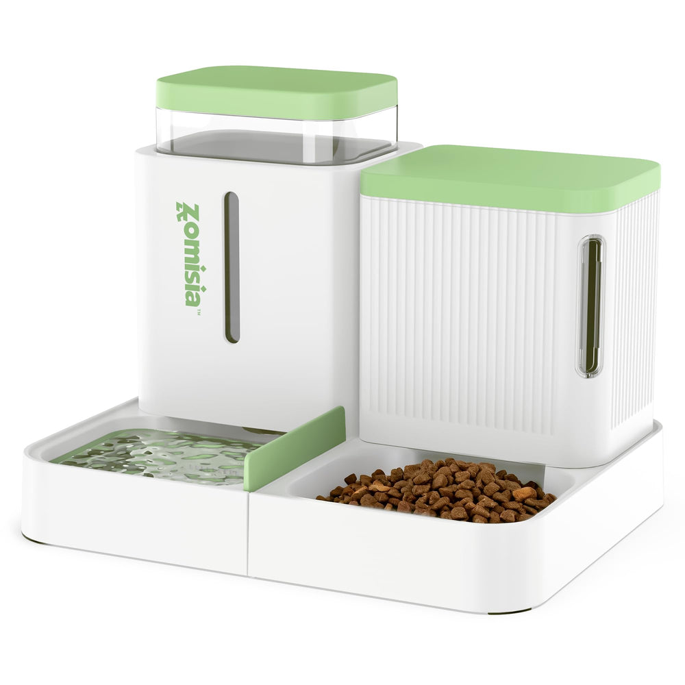 ZOMISIA gravity cat feeder assembly shows ready-to-use setup.