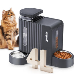 ZOMISIA gravity cat feeder assembly view showing easy setup