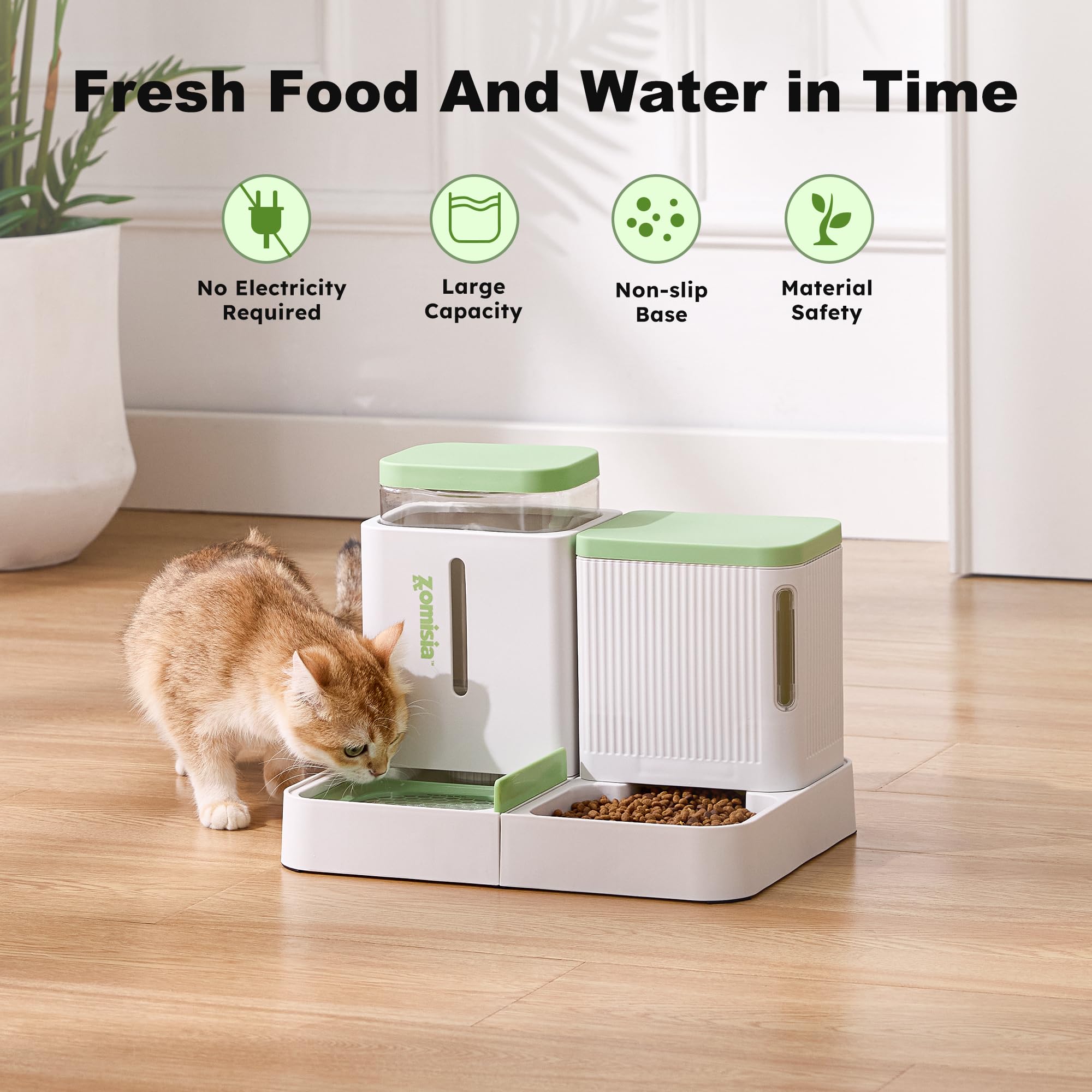 ZOMISIA gravity cat feeder easy-clean design for quick maintenance.