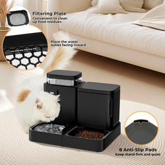 ZOMISIA gravity cat feeder and water dispenser combined setup.
