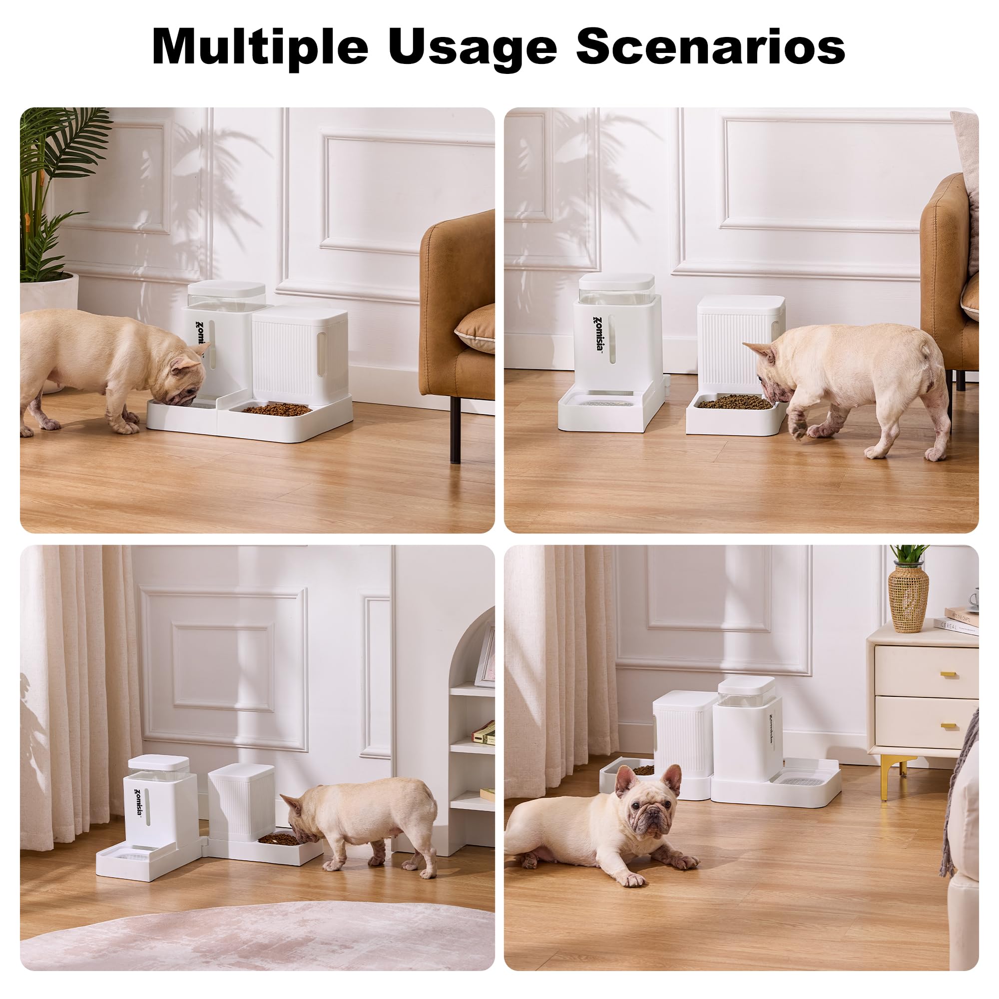ZOMISIA gravity dog feeder white color fits modern homes