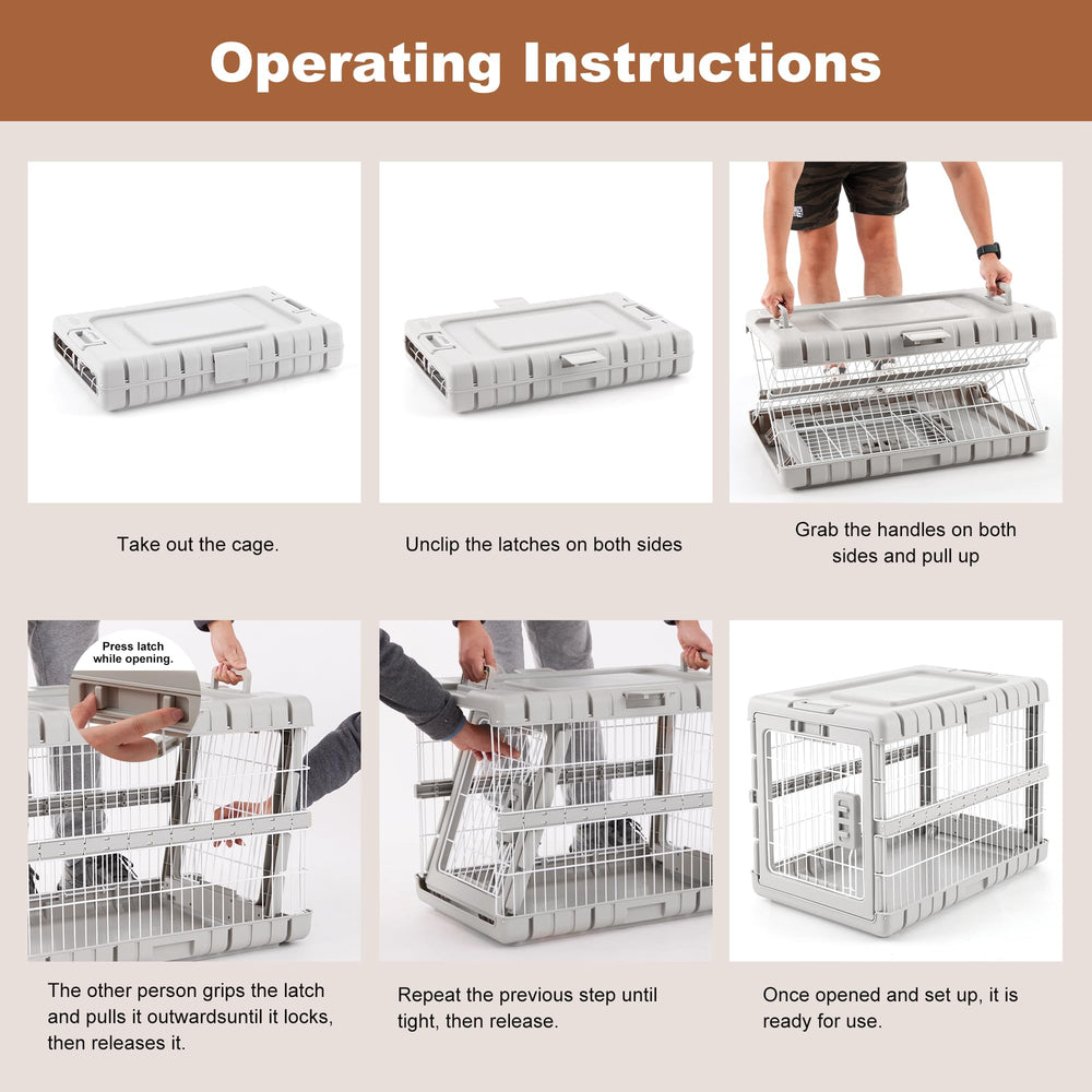 ZOMISIA heavy-duty dog crate beige, closed for secure containment.