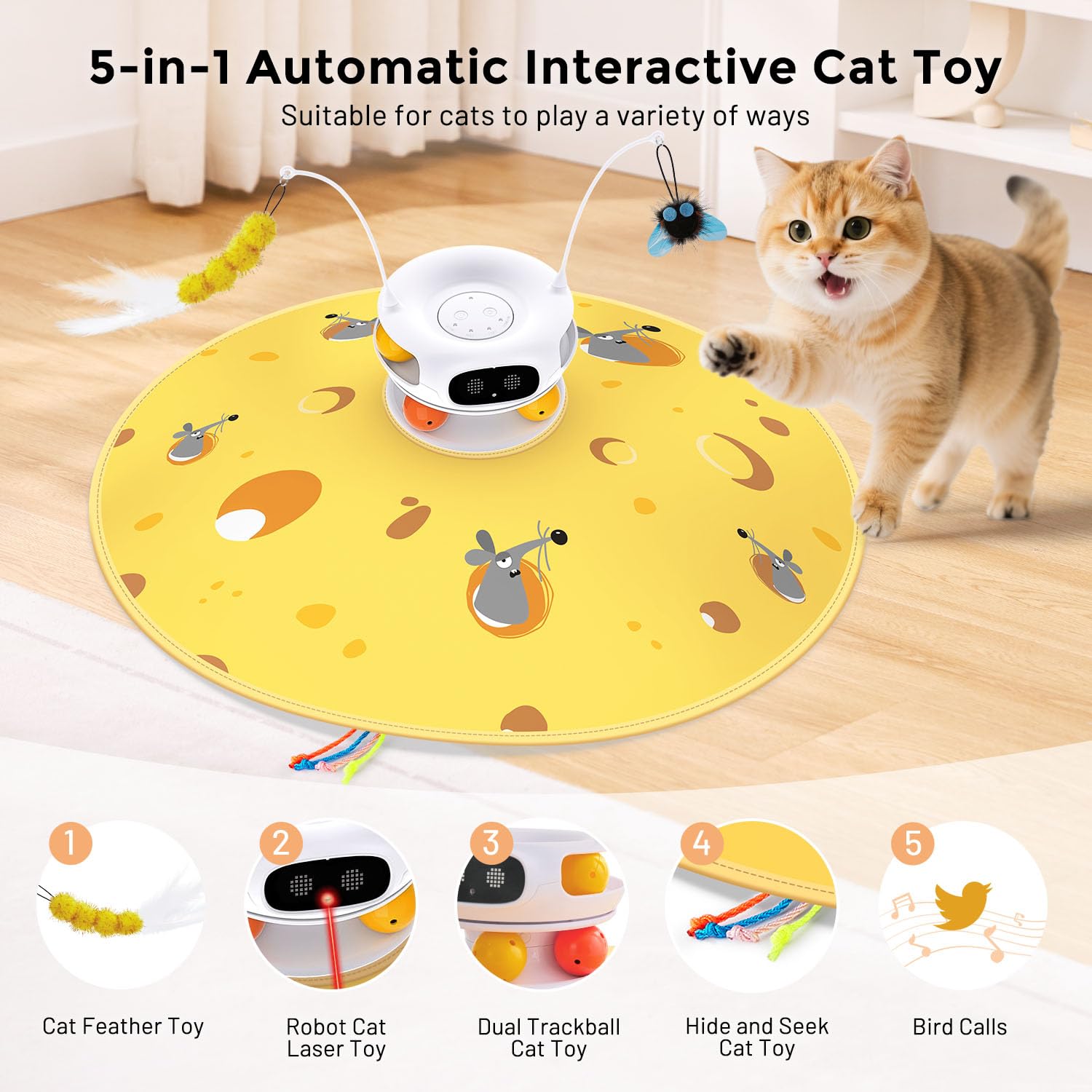 ZOMISIA 360-degree laser path captures a cat's attention during active play