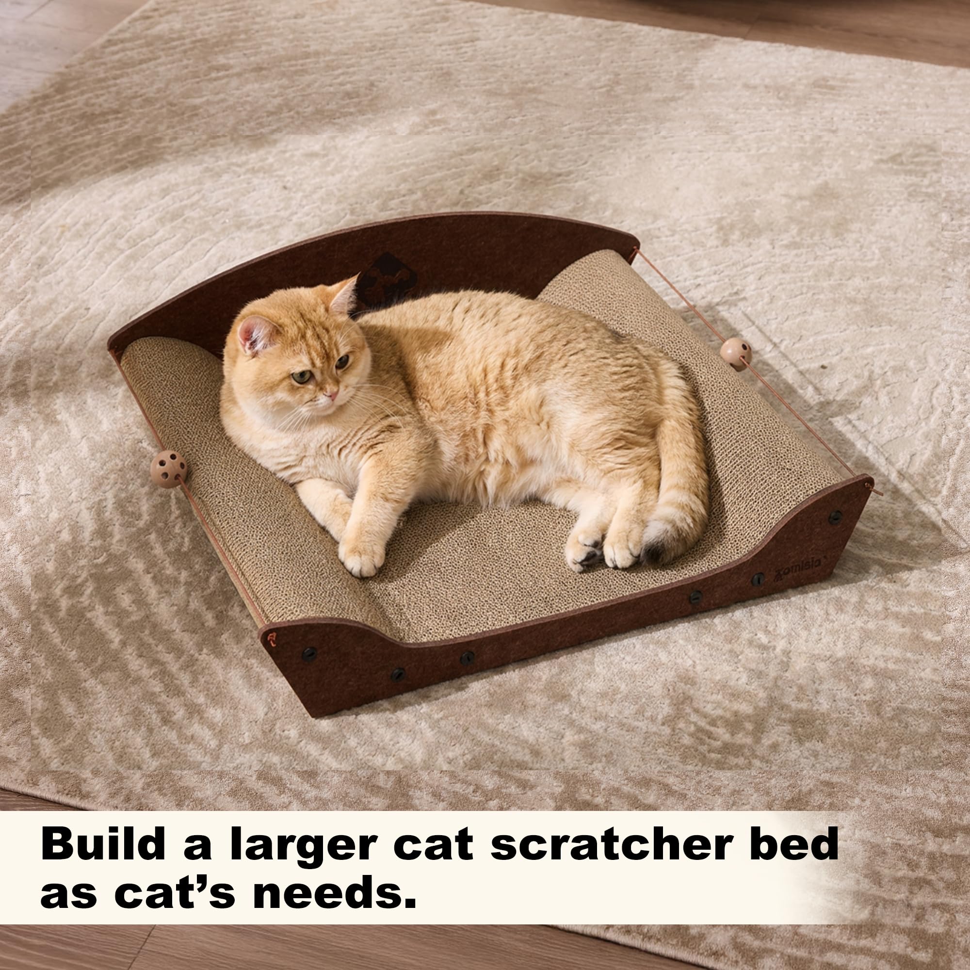 ZOMISIA large scratcher couch for cats provides ample space to stretch and scratch.